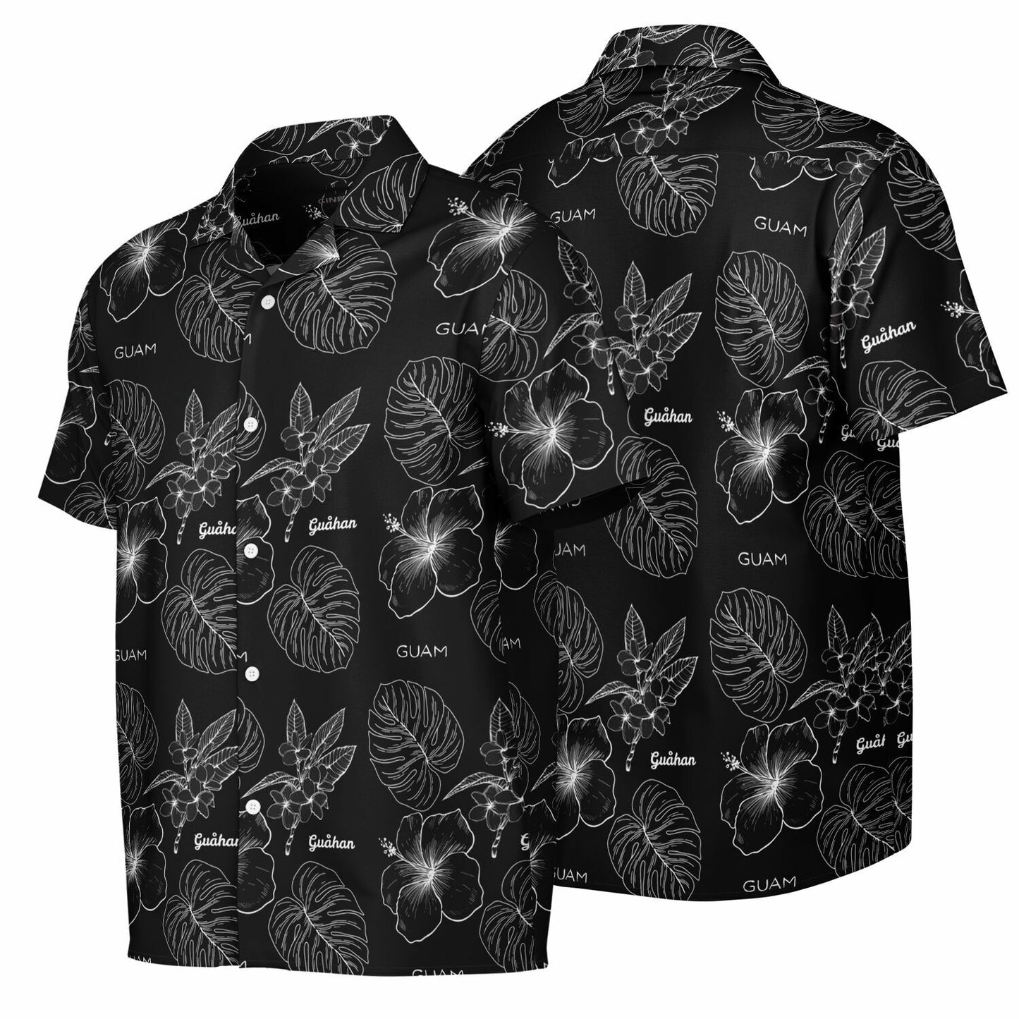 Spread Collar Short Sleeve Button-Down Shirt - AOP