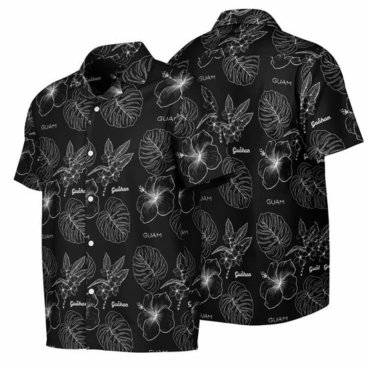 Spread Collar Short Sleeve Button-Down Shirt - AOP